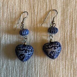 Vintage Blue Heart Earrings